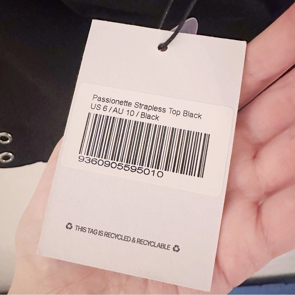 Princess Polly Passionette Strapless Top Black Corset Silver Eyelets - Picture 4 of 9